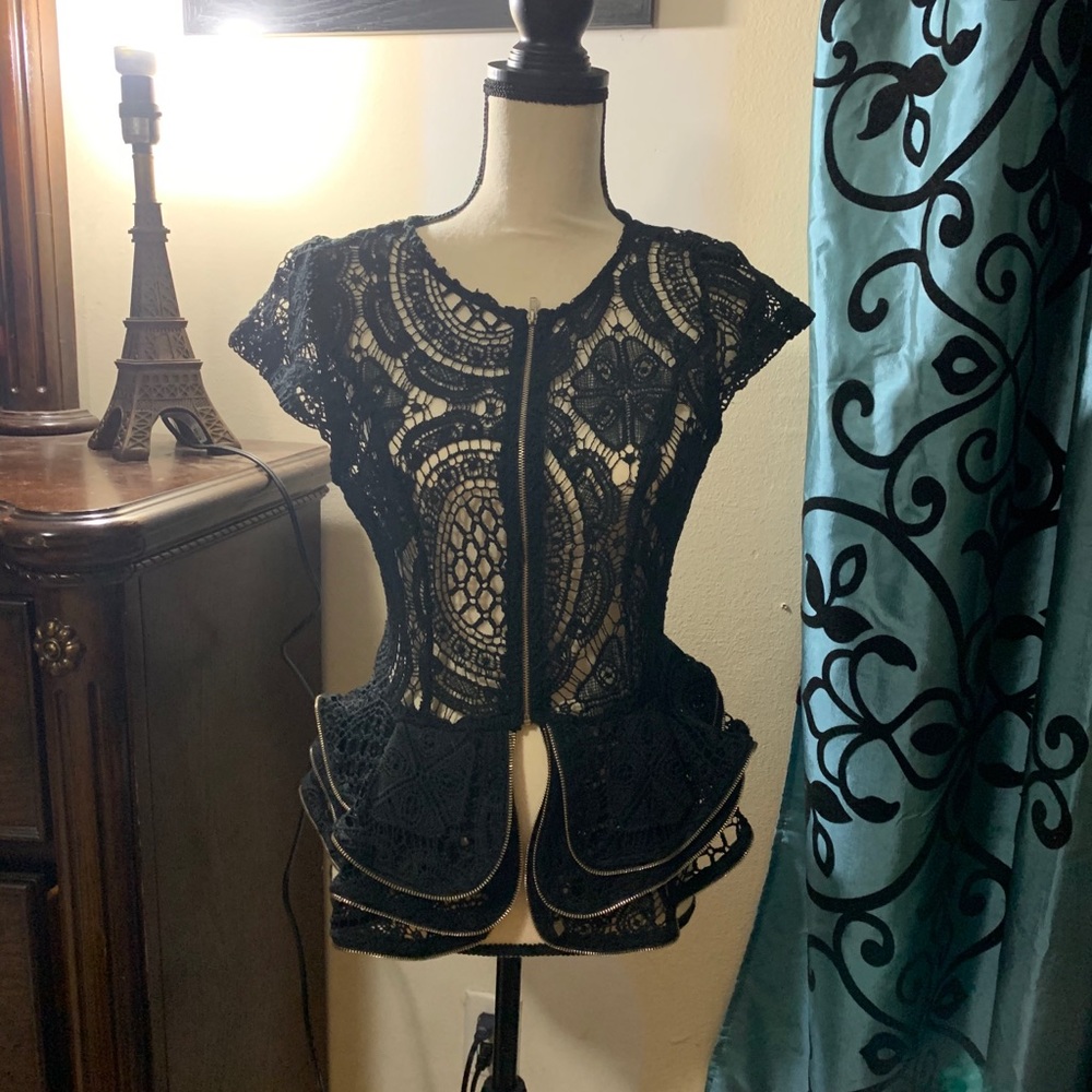 Lace Zipper Style Top.NWOT